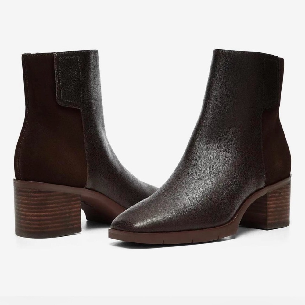 NYDJ Arianna Chocolate Brown Genuine Leather & Sueded Zip Closure Ankle Boot 11